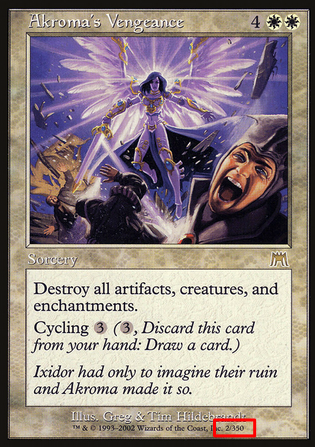 Akroma's Vengence with the Collector # Higlighted